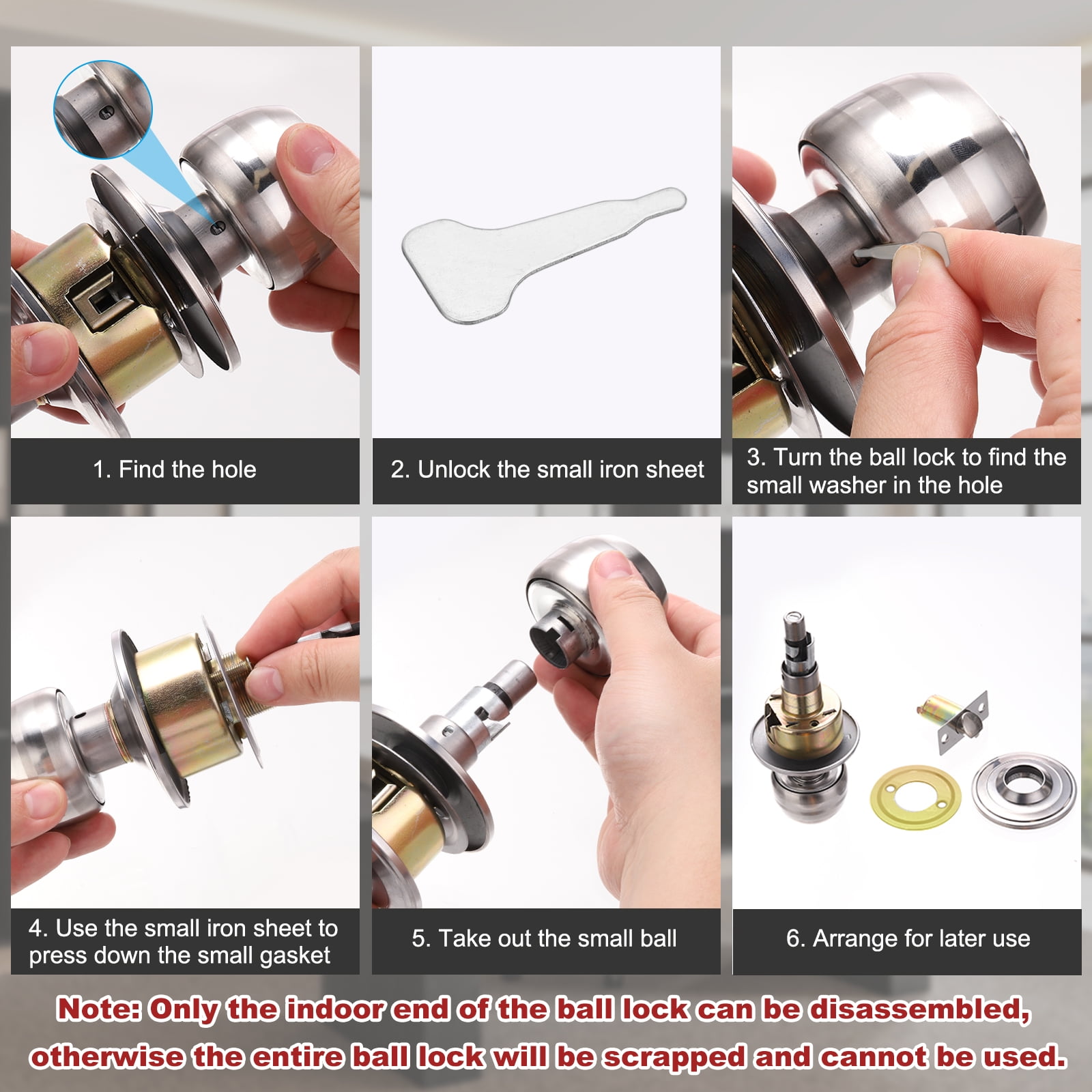 Keyed Entry Door Knobs, 50mm (1-31/32") Backset Stainless Steel Round Lock for Bedroom Bathroom