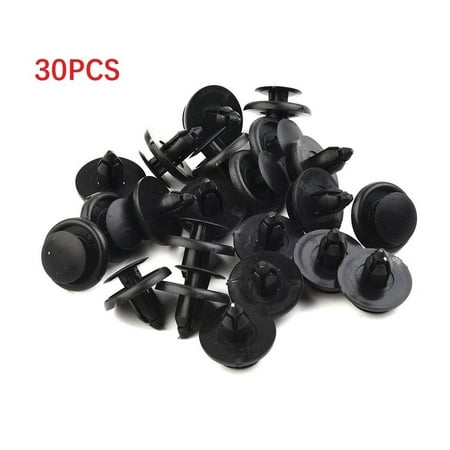 

30 PCS 7mm Dia Hole Black Plastic Rivets Fastener Car Fender Bumper Pin Clips
