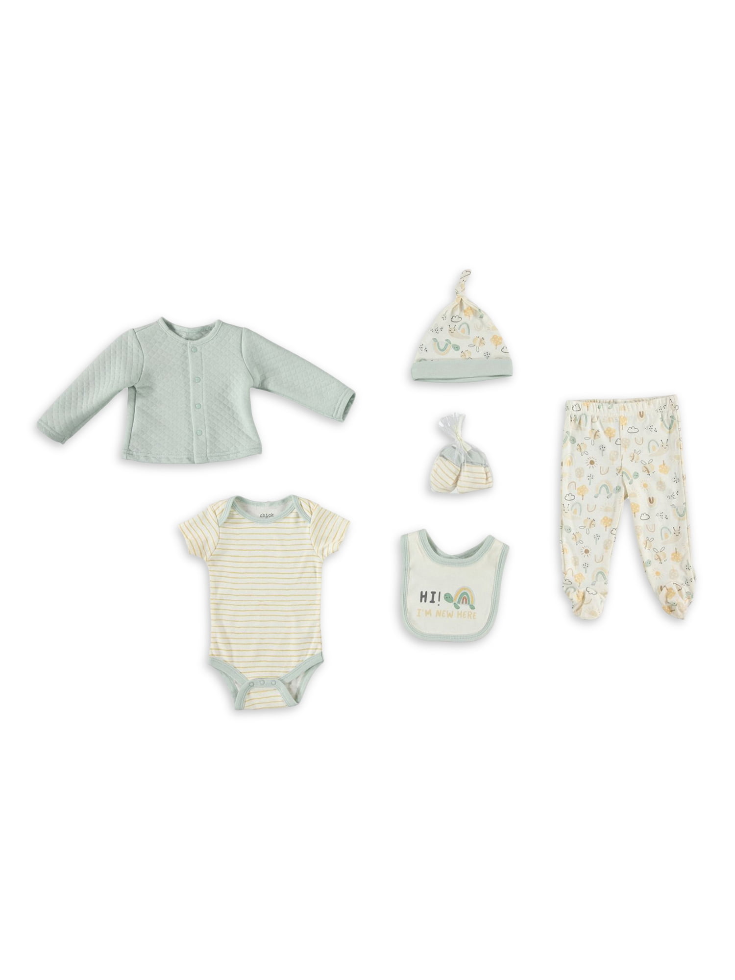 Chick Pea Baby Boy Baby Girl Gender Neutral Unisex 6 PC Quilted Cardigan Set, Sizes Newborn-9 Months
