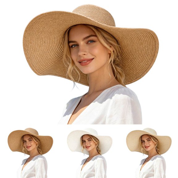 Shadoumai Womens Wide Brim Sun Hat Cotton Linen UPF 50  Outdoor Travel Beach Hats Ponytail Packable Adjustable Bucket Hat