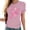 Pink, variant on Going Out Tops for Women Ladies' Round-neck Breast Printed Short-sleeved T-shirt Top Red S