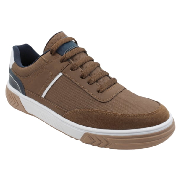 Tenis con cordones Exterior Piel vegana color Beige Para Hombre
