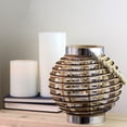 thumbnail image 4 of 9.5" Rustic Chic Round Rattan Decorative Candle Holder Lantern with Jute Handle, 4 of 5
