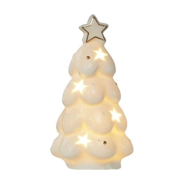 B Christmas Ceramic Ornaments Luminous Scene Decoration With Built In Lights For Tabletop Decor Holiday Gift Style B
