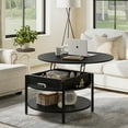 thumbnail image 1 of GUNAITO Round Lift Top Small Coffee Table with Storage Modern Farmhouse Center Table with Shelf Small Circle Table for Living Room for Living Room Black, 1 of 8