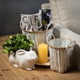 thumbnail image 3 of Sullivans Textured Handled Bucket Set of 3, 9"H, 7.75"H & 6.5"H White, 3 of 5