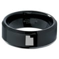 thumbnail image 2 of Tungsten Utah The Beehive State Band Ring 8mm Men Women Comfort Fit Black Beveled Edge Polished, 2 of 4