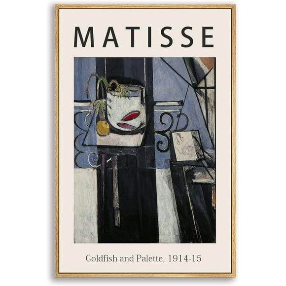 TRAHOO-Framed Canvas Print Wall Art Goldfish and Palette, 1914 by Henri Matisse Wall Art Canvas Prints for Living Room, Bedroom, Office 12"x16" Natural