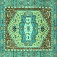 thumbnail image 1 of Ahgly Company Machine Washable Indoor Square Abstract Turquoise Blue Modern Area Rugs, 8' Square, 1 of 4
