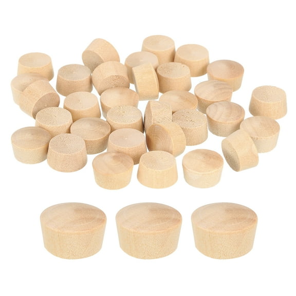 Uxcell 40Pack Wood Button Plugs, 13.5mm/0.53" Flat Head Hardwood Screw Hole Plug Wooden Caps Buttons Wood Plug