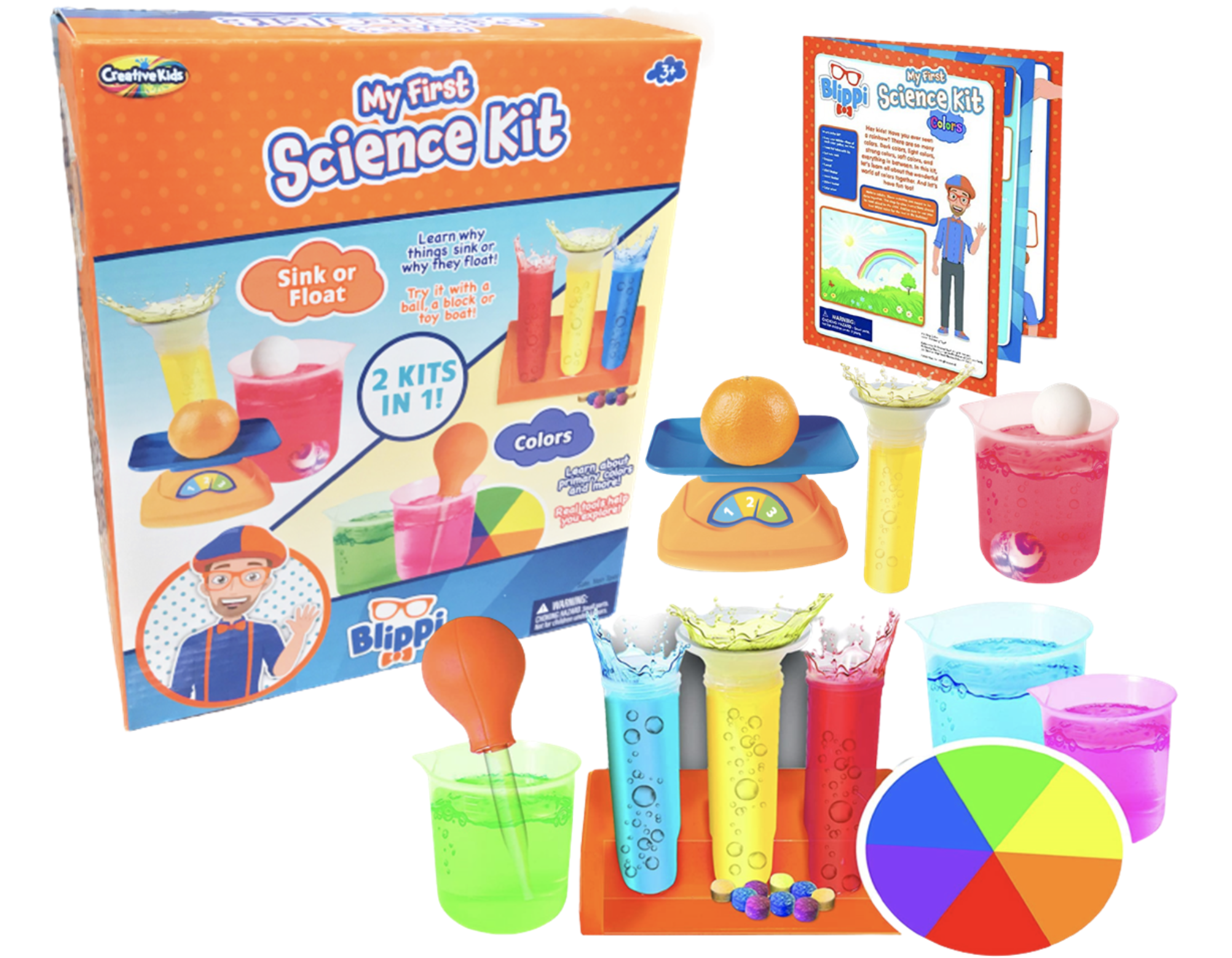 Super Set of 2 kits! Blippi Toy Science Kit Color Experiments Sink or Float