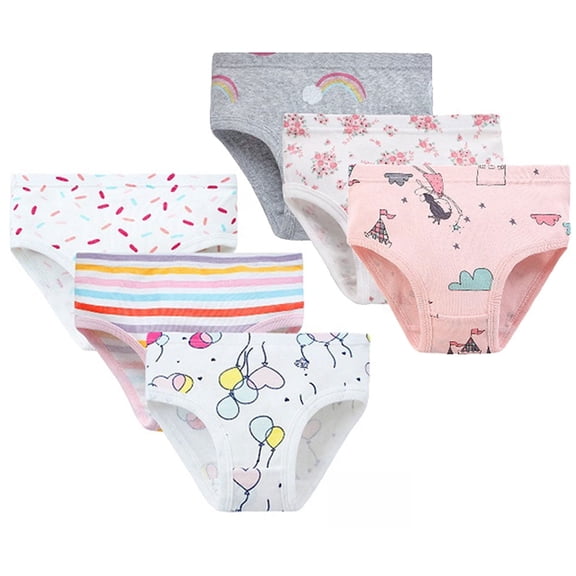 Ingzy 6-pack Little Girls Soft Cotton Underwear Kids Cool Breathable Comfort Panty Briefs Toddler Undies for 2-8 Years