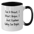 thumbnail image 2 of Funny Christmas Unique Gifts for Priest - I'm A Priest I Don't Argue I Just Explain Why I'm Right Two Tone Coffee Mug, 2 of 4