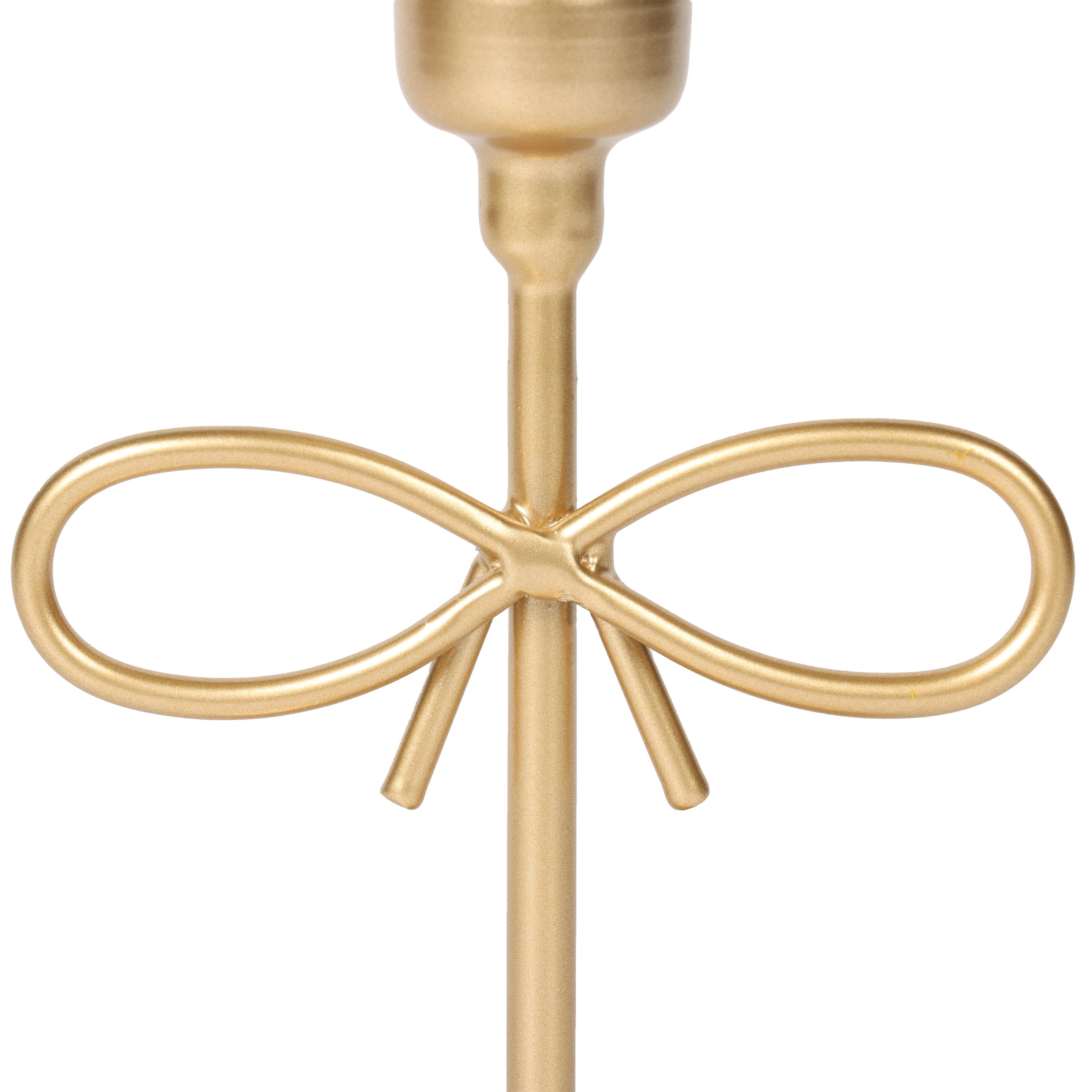 Home Decor Collection Sterling & Noble Home Gold Metal 5.91" Indoor Tabletop Taper Candleholder with Bow Accent