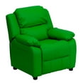 thumbnail image 1 of Deluxe Padded Contemporary Green Vinyl Kids Recliner with Storage Arms, 1 of 9