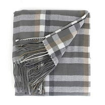 Fennco Styles Classic Plaid Tasseled 50 x 60 Inch Throw – Grey Throw Blanket for Couch, Bedroom and Living Room Décor