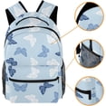 thumbnail image 3 of School Backpacks Blue Pattern Butterflies Elementary Students Bookbags With Water Bottle Pocket, 3 of 6