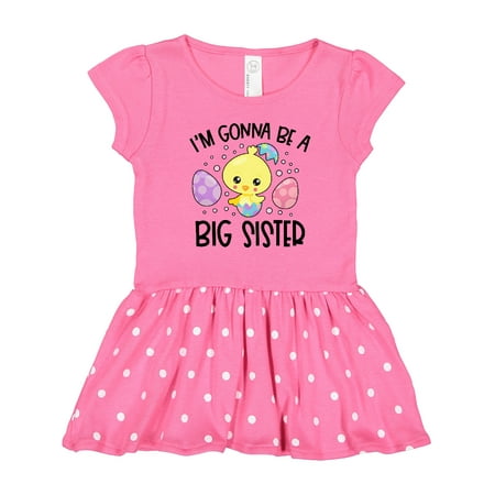 

Inktastic Easter I m Gonna Be a Big Sister with Purple and Pink Eggs Gift Toddler Girl Dress