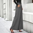 thumbnail image 5 of VEKDONE Womens Dress Pants High Waisted Pleated Wide Leg Slacks Summer Solid Color Flowy Business Work Long Pants Trendy Suit Pants with Pockets Dark Gray XL, 5 of 6