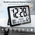 thumbnail image 6 of Auto Set Digital Wall Clock With LCD Display - RCC Clock With Backlight, Temperature, Humidity And Date, Digital Calendar Alarm Clock For Elderly, Bedroom, Office, Battery Operated, Black, 6 of 9
