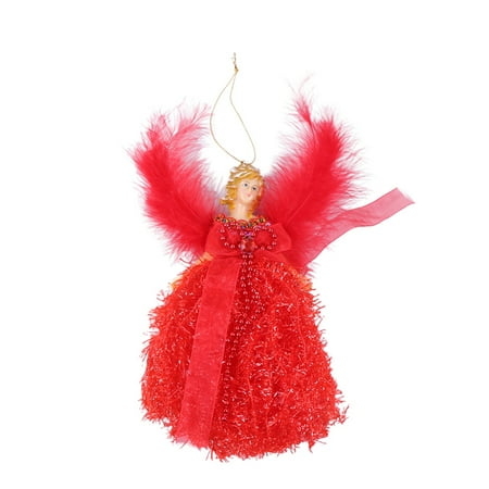

NUOLUX Christmas Angel Hanging Pendant Lovely Plush Doll Pendant Ornament Party Supplies for Home Christmas Tree (Red)