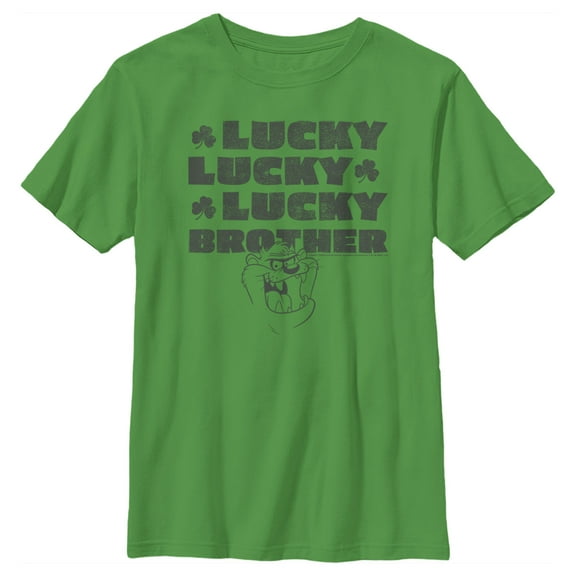 Boy's Looney Tunes St. Patrick's Day Taz Lucky Lucky Lucky Brother Graphic Tee Kelly Green Medium
