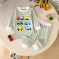 thumbnail image 2 of CAUYDY Newborn Baby Boy Fall Outfits Long Sleeve Romper Bodysuit Pants 0 3 6 9 12 18 24 Months Cute Winter Clothes Set Sizes 12-18 Months,Green, 2 of 8