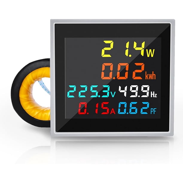 Medidor De EnergíA, CA 50-300 V 100 A, Mini Monitor De Potencia 6 En 1, Pantalla LCD, VoltíMetro, AmperíMetro, VatíMetro, Comprobador De Frecuencia Con TC