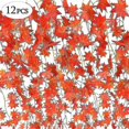 thumbnail image 1 of Guirnalda de 12 piezas de plantas de simulación decorativas con 30 hojas de arce rojo de imitación de ratán., 1 of 2
