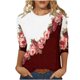 thumbnail image 2 of Ichuanyi liquidación de moda femenina camiseta holgada estampada a mitad de longitud 3/4 blusa redonda de cuello redondo ICHUANYI WER2023081605087, 2 of 4