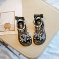 thumbnail image 2 of LIIPEE Girls Sandals Summer Fashion Butterfly Pearl Open Toe Non- Flat Shoes Child Comfort Party Princess Sandal,Black,2-2.5 Years, 2 of 6