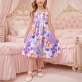 thumbnail image 6 of Piuwrlz Girls Summer Dresses Girl Casual Play Dresses Pocket Crew Neck Pleated Skirts Purple Size 5 Years, 6 of 8