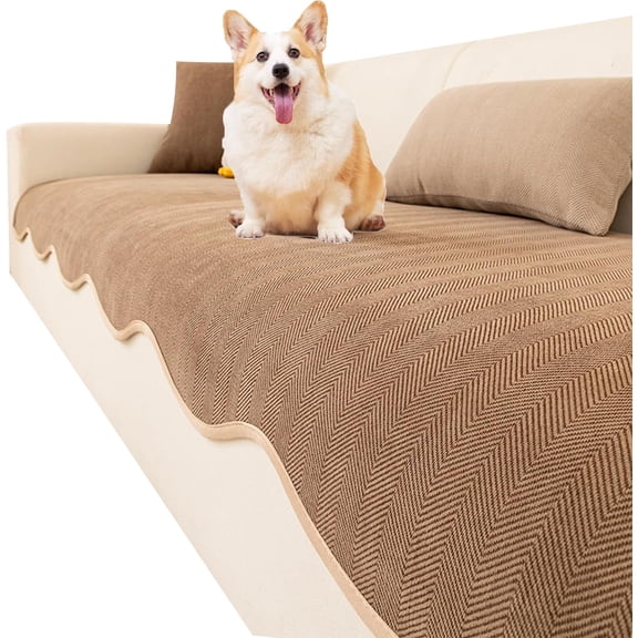 Lanola Pet Sofa Cover,Chenille Couch Cover for Dogs,Anti-Slip Furniture Protector with Wavy Edge，All Seasons Couch Covers.