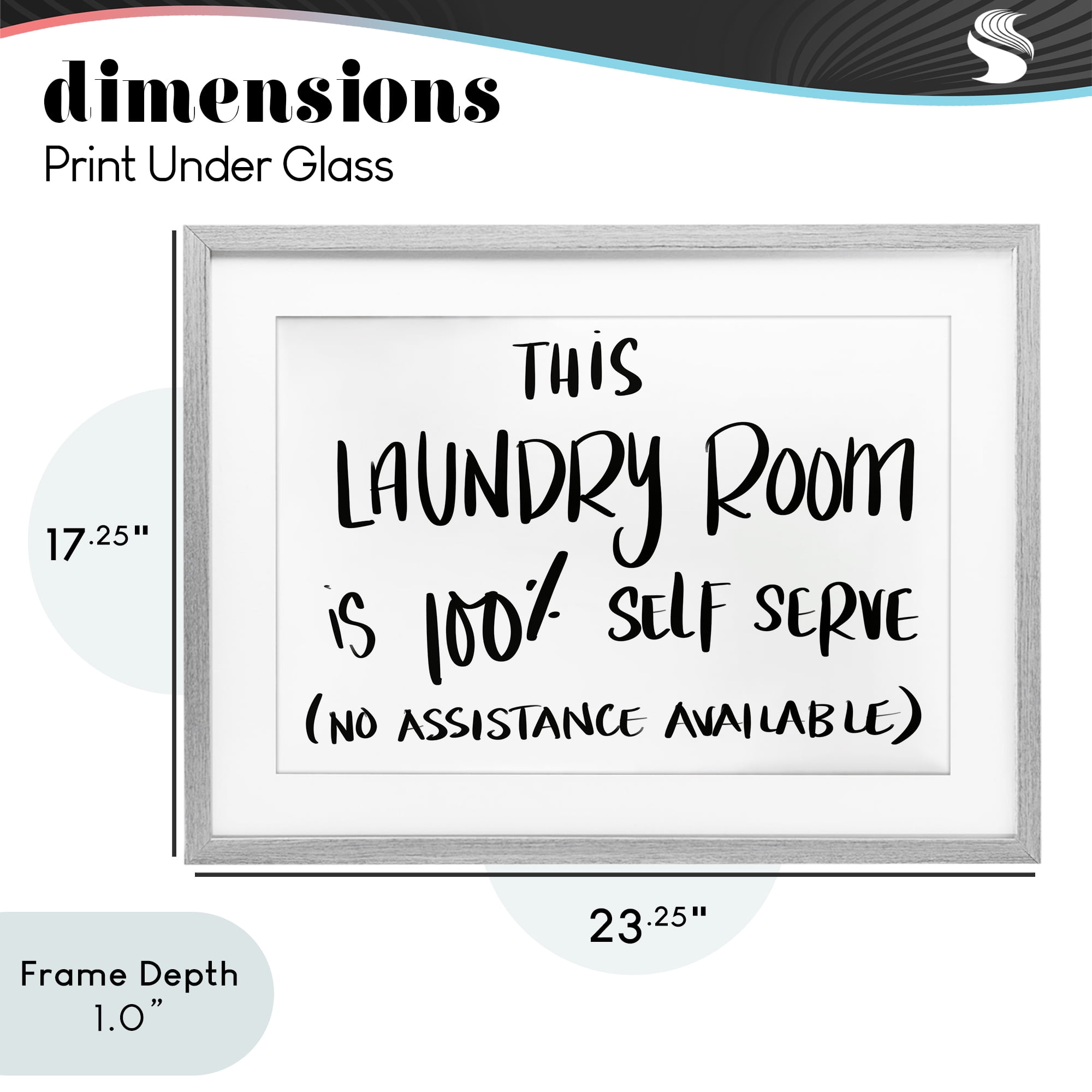 Stupell Industries Self Serve Laundry No Assistance Gray Framed Print Under Glass, design by SD Graphics Studio