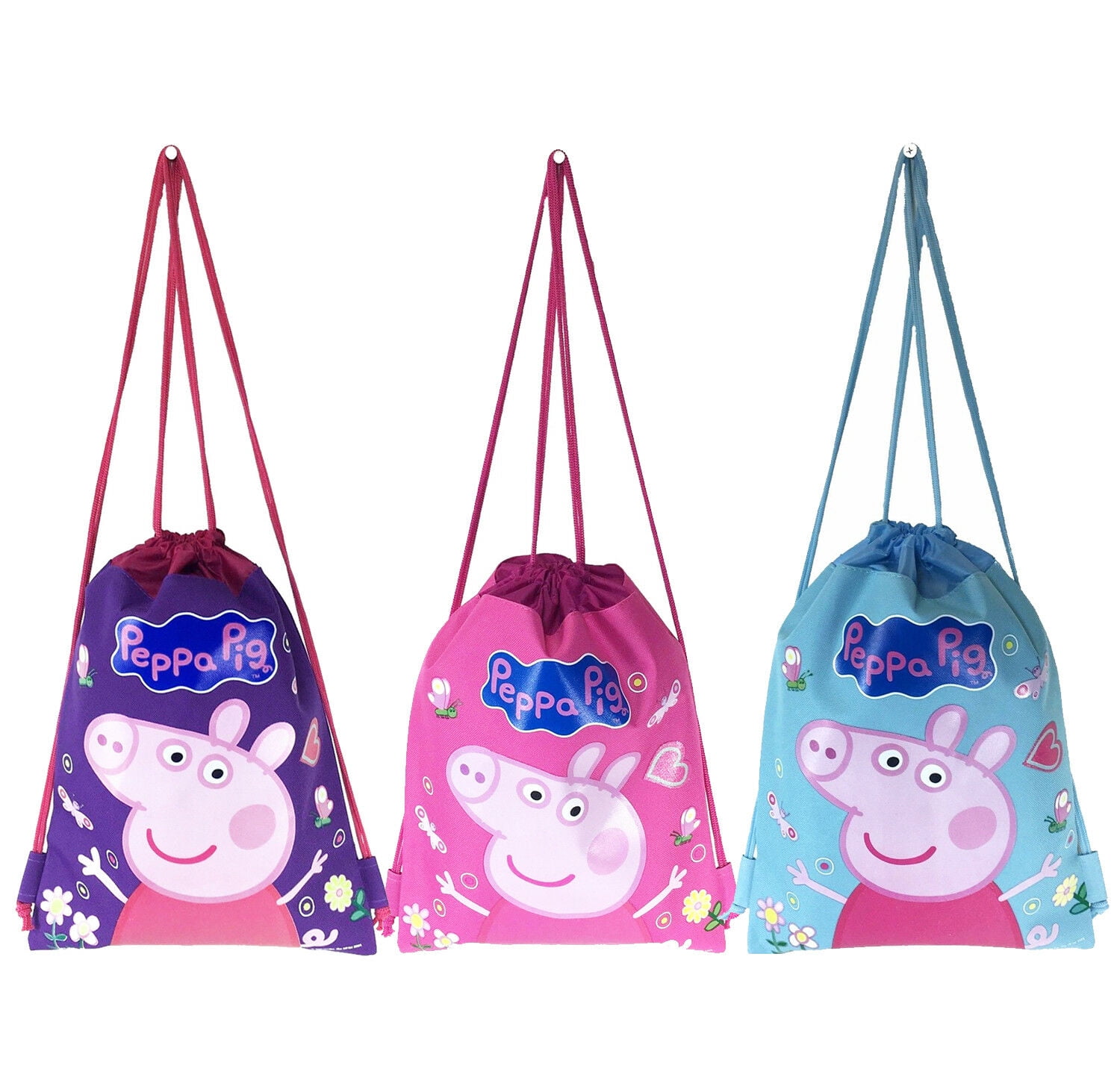 Peppa Pig 3pcs Peppa Pig Drawstring Backpack Child Sling Tote Gym Bag