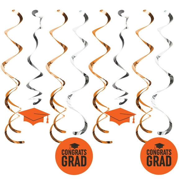 Orange Graduation Dizzy Danglers, 8 pk