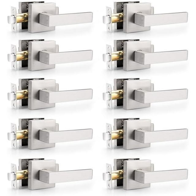 Matte Passage Door Levers Square Hall Closet Door Handles Heavy Duty Interior NonLocking Lever Sets Reversible for Right/Left Handed Door