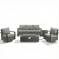 thumbnail image 2 of Patiobula Patio Luxury Oversized Furniture Set with Fire Pit Table, Outdoor All-Weather Sectional Swivel Rocker Chairs Sets, Wicker Conversation Set for Porch, Balcony, Deck, Gray/Gray, 2 of 12