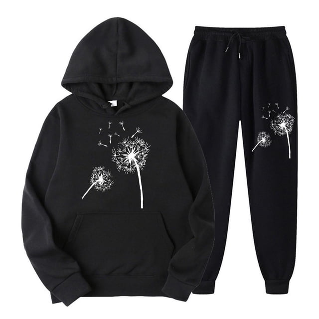 ameIAEA Ensemble Assorti 2 Pcs pour Femmes Sweat à Capuche Graphique à Manches Longues Pantalon de Jogging à Cordon