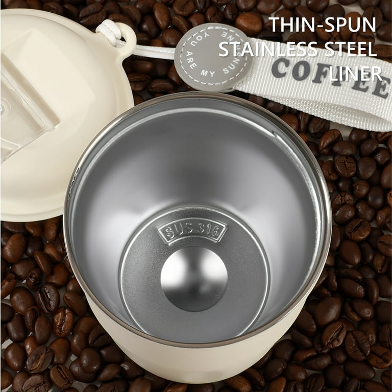 316 Stainless Steel Insulated Coffee Mug, 410ML, Travel-Friendly, Portable  and Stylish, for Outdoor Use, Off-White