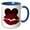 Blue/White, variant on 3drose, Cute Ruby Red Houndstooth Lips Against a Heart, 11oz Two-tone Red Mug