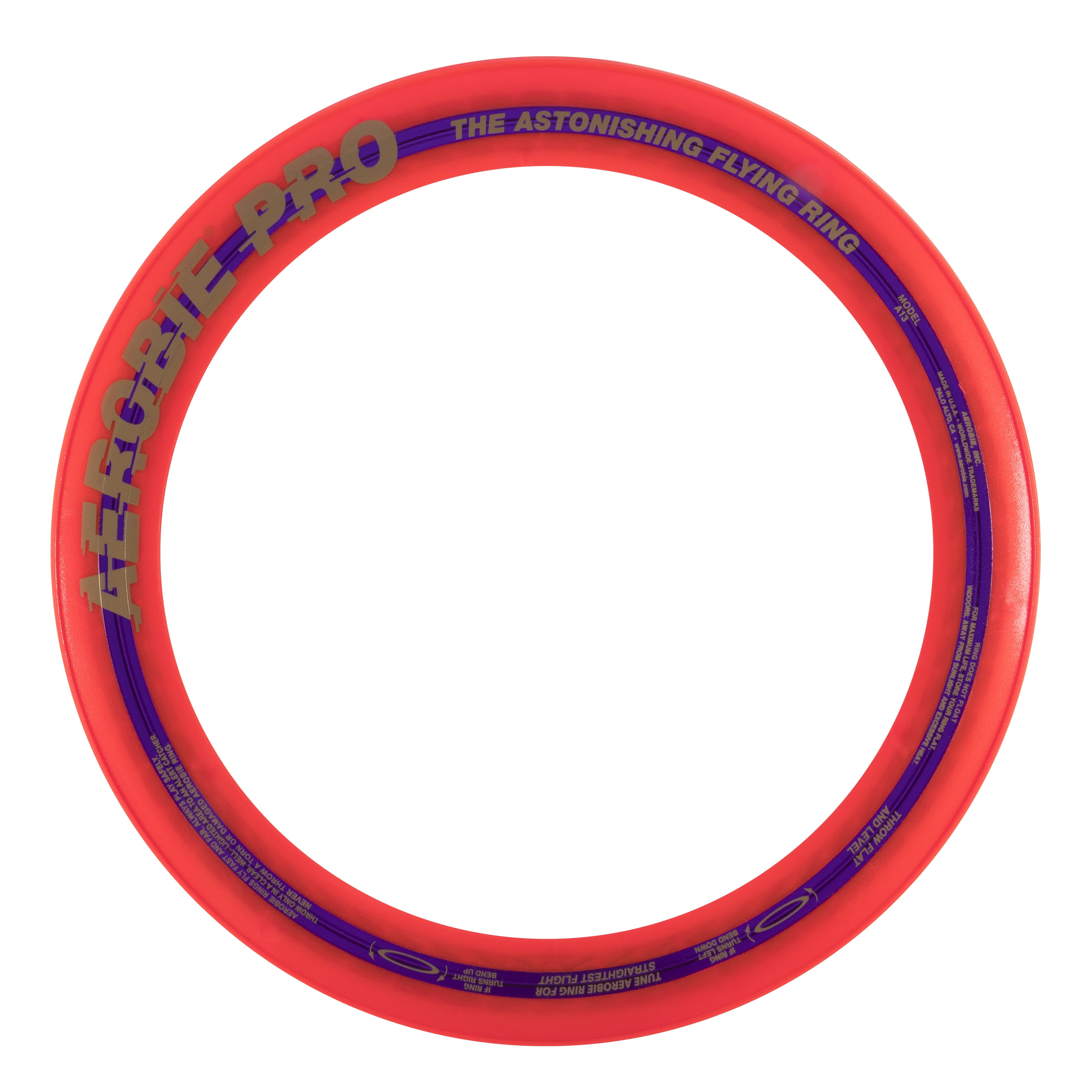 Anneau volant Aerobie Pro Ring, disque de lancer longue distance avec bord en caoutchouc souple, 33 cm