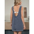 thumbnail image 4 of Womens Sleeveless Denim Dress Casual Summer Crewneck A Line Overall Mini Dress Jean Jumper Pinafore with Pockets Blue L, 4 of 6
