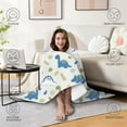 thumbnail image 4 of Wearable Blanket,LightBeige Cartoon Dinosaurs Plants Pattern Hooded Wearable Flannel Blanket for Adults & Teens,Winter Poncho Shawl Wrap Cape Cozy Anti-Pill,60"x80", 4 of 5