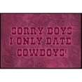 thumbnail image 1 of Carolines Treasures SB3062JMAT Désolé Garçons Je Ne Rendez Que cowboys en Rose Tapis Intérieur Ou Extérieur, 1 of 4