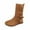 Khaki, variant on Knee High Boots Women Casual Flat Heel Pointed Toe Ankle Booties 2025 Trendy Mid Calf Pull On Buckle Strap Leather Winter Boots