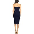 thumbnail image 3 of Women's Elastic Tube Top Strapless Basic Casual Solid Slim Bodycon Midi Dress S-3XL Navy 3XL, 3 of 3