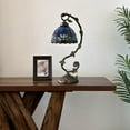 thumbnail image 4 of Tiffany Table Lamp Tulips Blue Purple Stained Glass Iron Metal Leaves LED Bulb Included Vintage for Living Room Dining Room Bedroom Bedside 21"H, 4 of 6