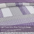 thumbnail image 4 of 3 Pieces Purple Bohemian Stripe Quilt King Size Patchwork Bedspread Coverlet Set (104"x90"), 4 of 4