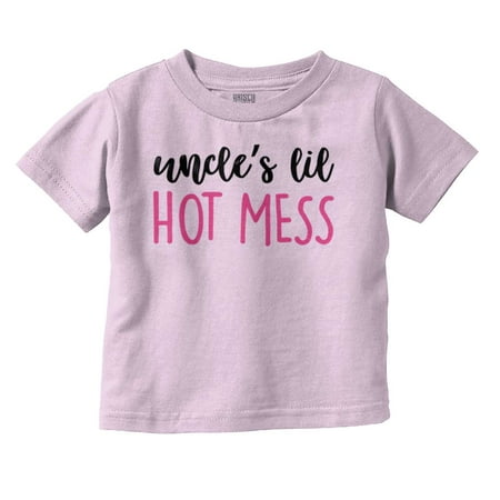 

Uncles Lil Mess Niece Nephew Cute Toddler Boy Girl T Shirt Infant Toddler Brisco Brands 24M